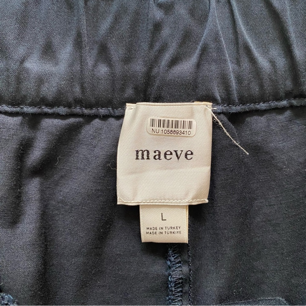 Anthropologie Maeve Black Curve Poplin Barrel Leg Pants L - Picture 12 of 16